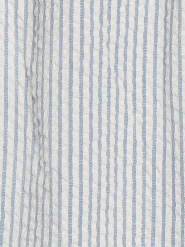 Rosalie Seersucker Ruffle Bubble Romper - Shore Stripe / Sea
