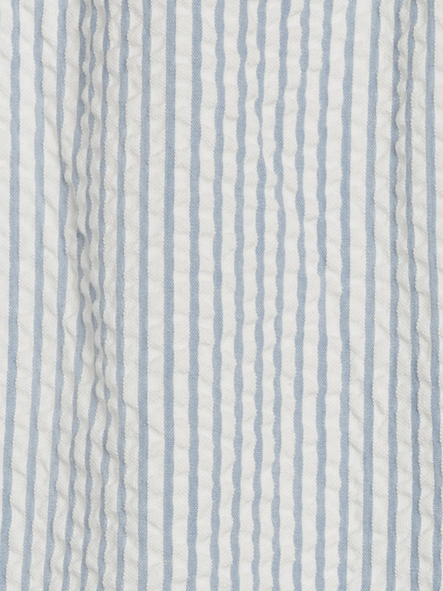 Rosalie Seersucker Ruffle Bubble Romper - Shore Stripe / Sea