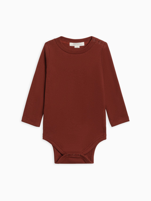 Sammy Ribbed Snap Shoulder Long Sleeve Bodysuit Baby : One Pieces : Bodysuits : Long Sleeves Kendi Organic Cotton Baby Sammy Ribbed Snap Shoulder Long Sleeve Bodysuit