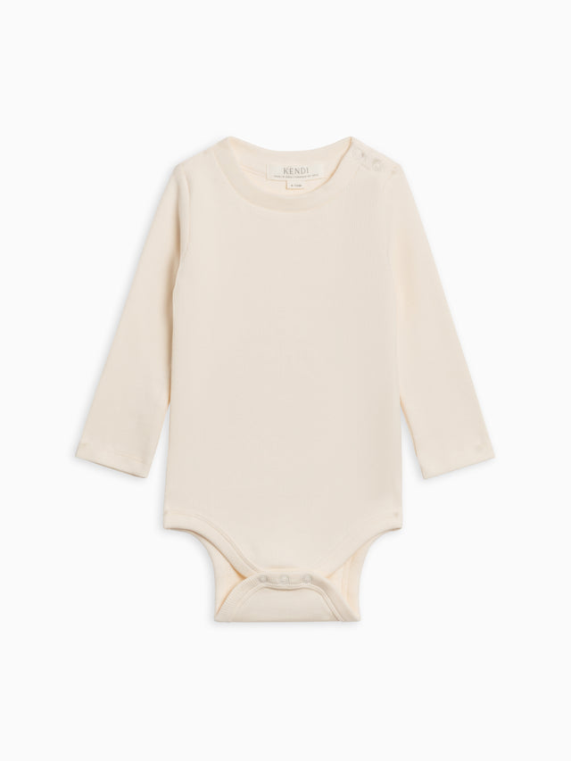 Sammy Ribbed Snap Shoulder Long Sleeve Bodysuit Baby : One Pieces : Bodysuits : Long Sleeves Kendi Organic Cotton Baby Sammy Ribbed Snap Shoulder Long Sleeve Bodysuit