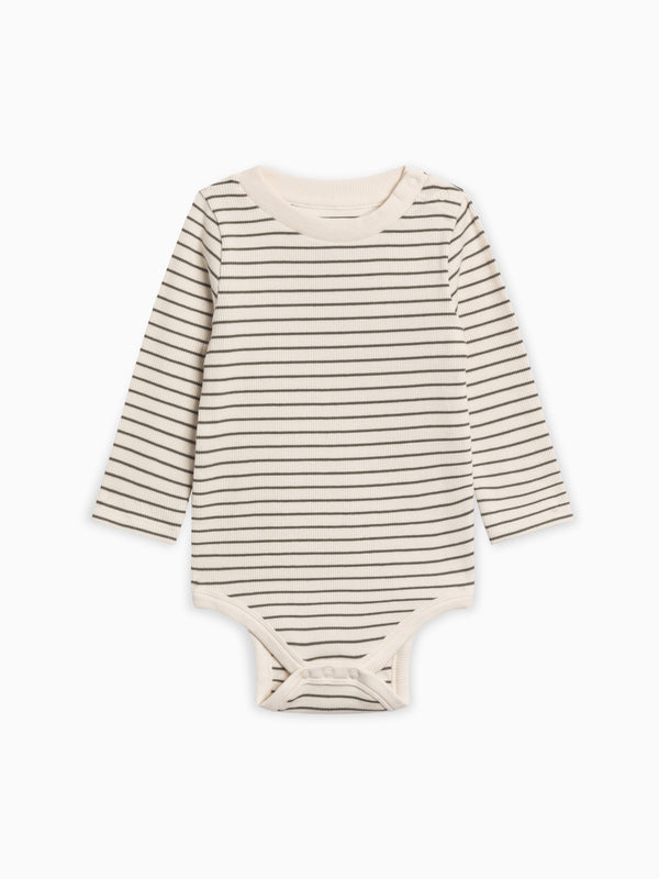 Sammy Ribbed Snap Shoulder Long Sleeve Bodysuit Sale : Baby : One Pieces : Bodysuits : Long Sleeves Kendi Sammy Ribbed Snap Shoulder Long Sleeve | Colored Organics®