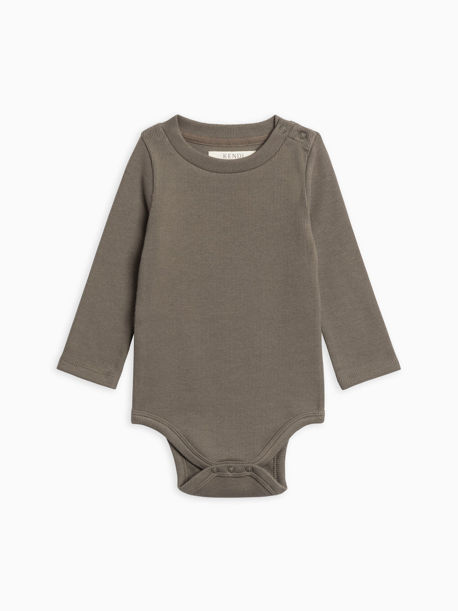 Sammy Ribbed Snap Shoulder Long Sleeve Bodysuit