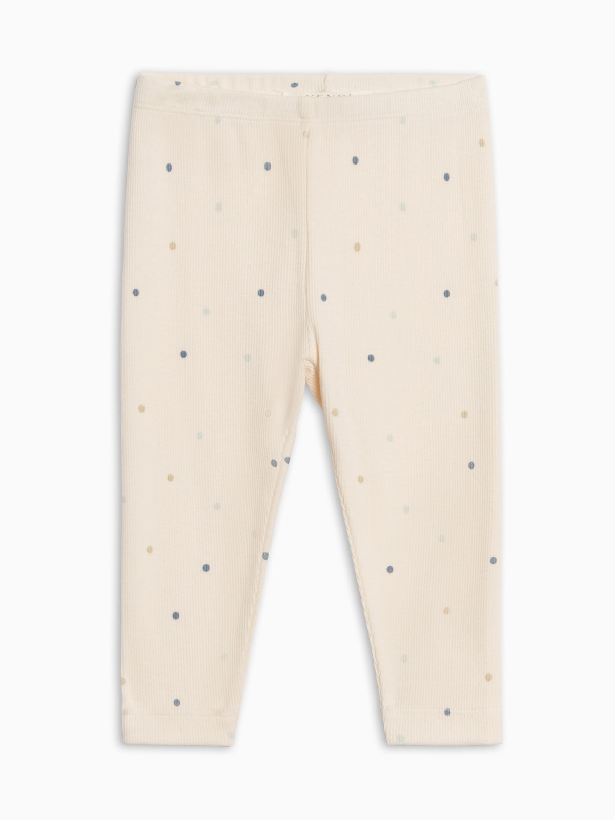 Lennon Ribbed Leggings - Mini Dot / Sea + Dune Baby-Kids : Bottoms : Leggings KENDI by Colored Organics Lennon Ribbed Leggings - Mini Dot / Sea | Colored Organics®