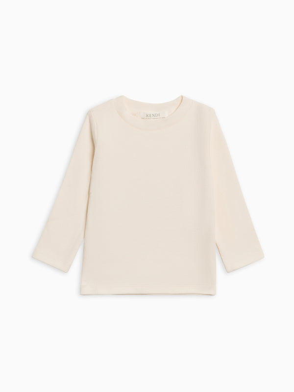 PRE ORDER Rory Ribbed Long Sleeve Top - Ivory Baby-Kids : Tops : Tees : Long Sleeves KENDI by Colored Organics Rory Ribbed Long Sleeve Top for Baby | Colored Organics®