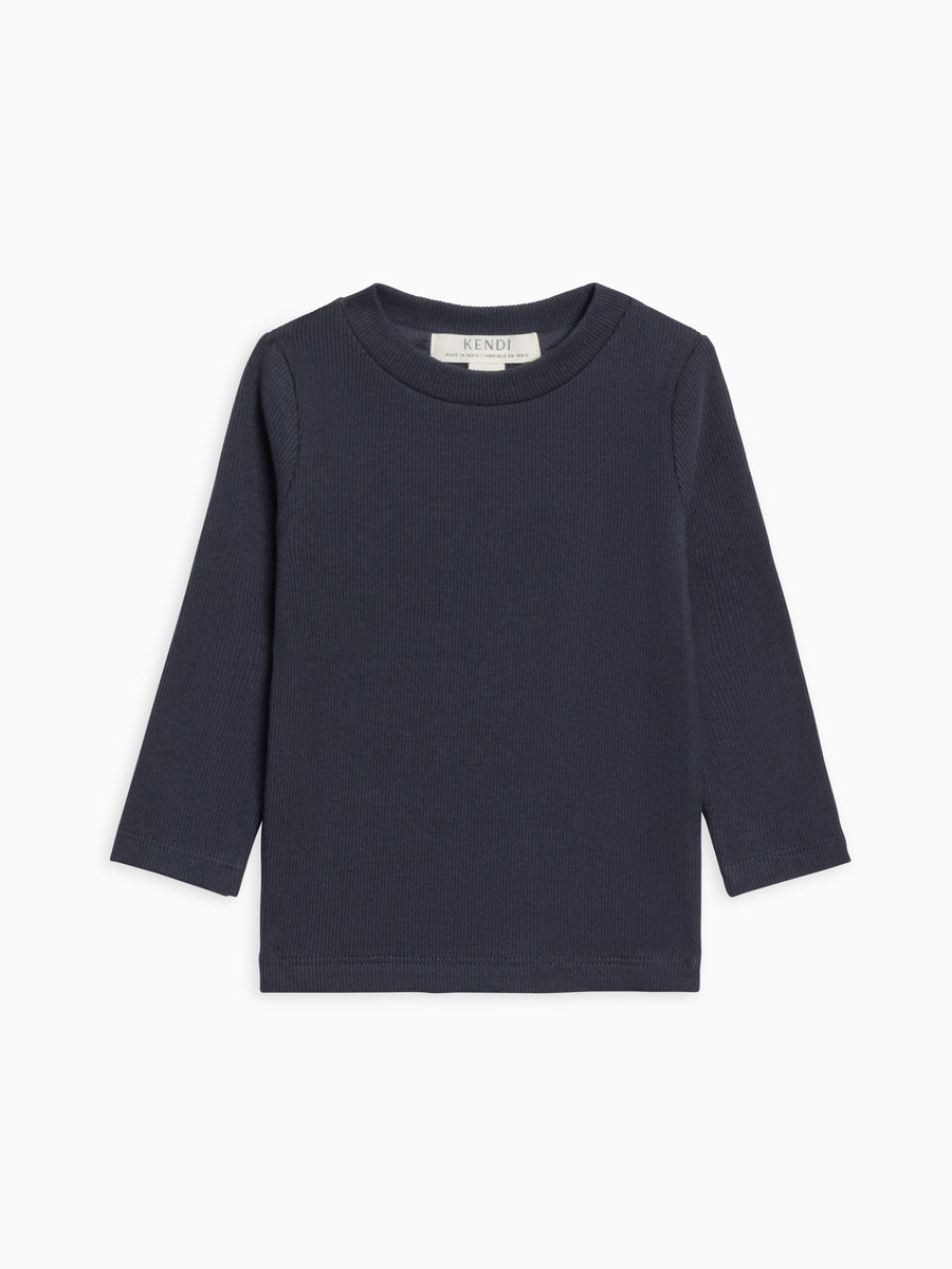 Rory Ribbed Long Sleeve Top Sale :Baby-Kids :Tops :Tees :Long Sleeves Kendi Organic Cotton Baby and Kids Rory Ribbed Long Sleeve Top