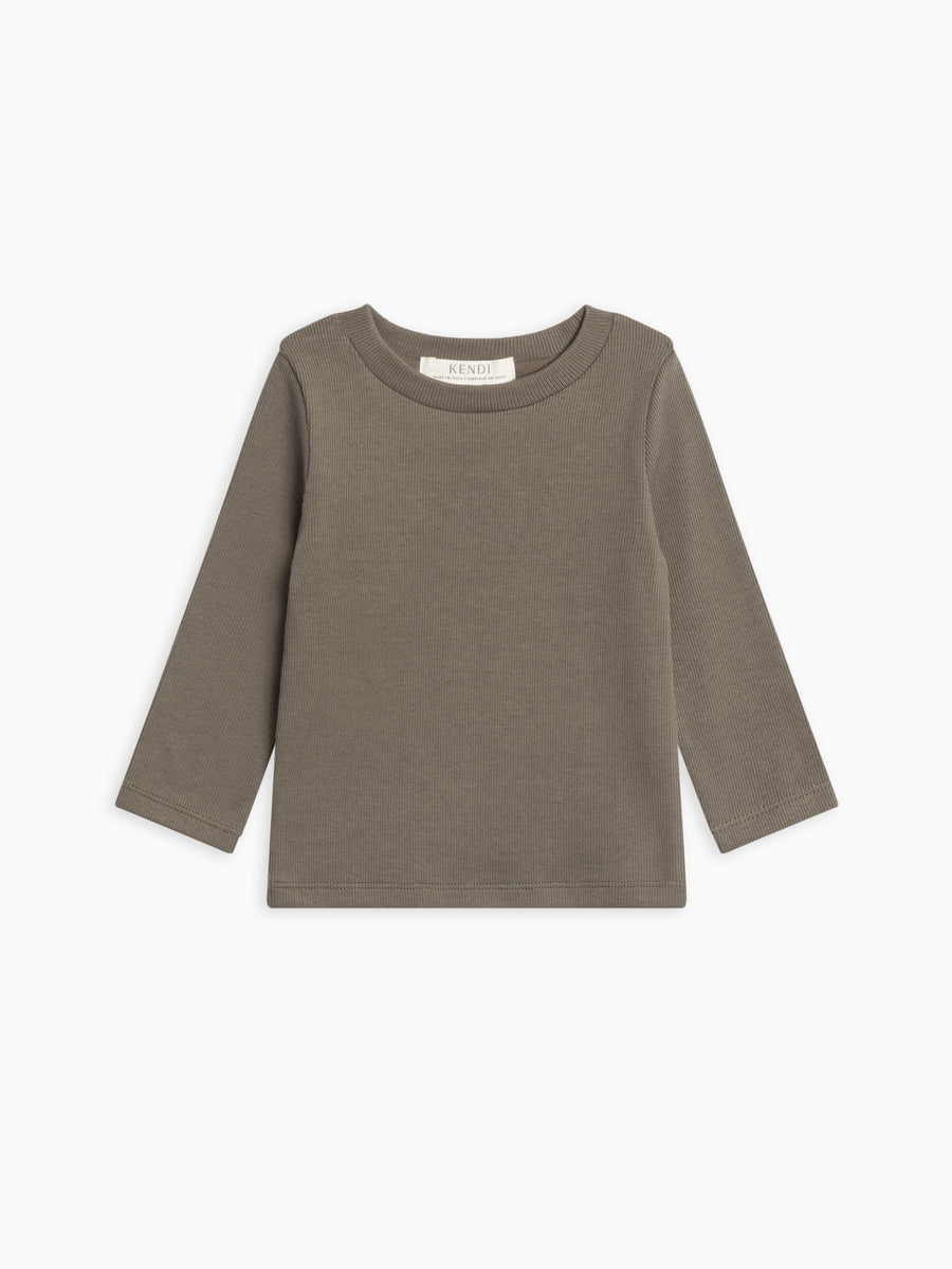Rory Ribbed Long Sleeve Top Baby-Kids : Tops : Tees : Long Sleeves Kendi Organic Cotton Baby and Kids Rory Ribbed Long Sleeve Top