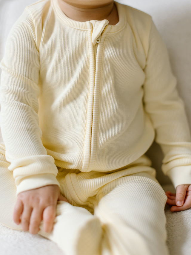 Kit Ribbed Zipper Sleeper Baby :One Pieces :Sleepers :Long Sleeves Kendi Organic Cotton Baby Kit Ribbed Zipper Sleeper