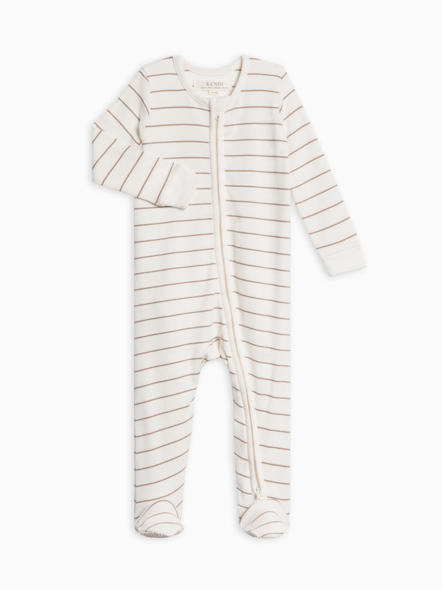 Kit Ribbed Zipper Sleeper Baby : One Pieces : Sleepers : Long Sleeves Kendi Organic Cotton Baby Kit Ribbed Zipper Sleeper