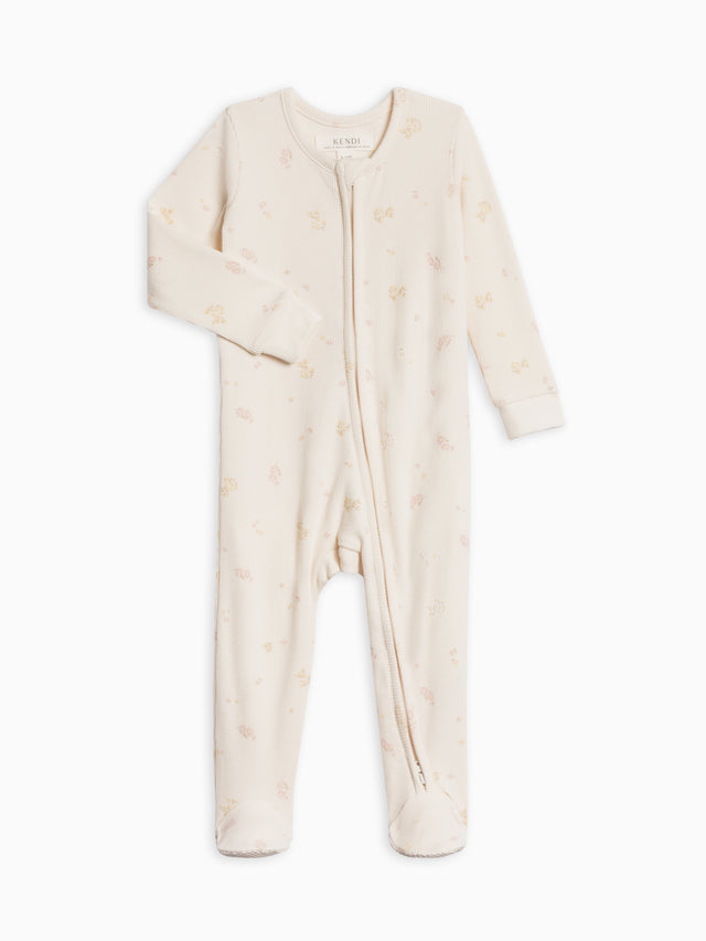 Kit Ribbed Zipper Sleeper Baby : One Pieces : Sleepers : Long Sleeves Kendi Organic Cotton Baby Kit Ribbed Zipper Sleeper