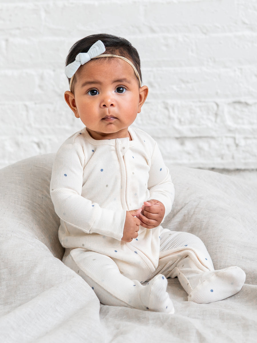 Kit Ribbed Zipper Sleeper - Mini Dot / Sea + Dune