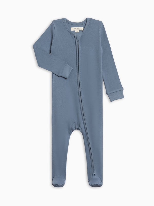 Kit Ribbed Zipper Sleeper - Sea