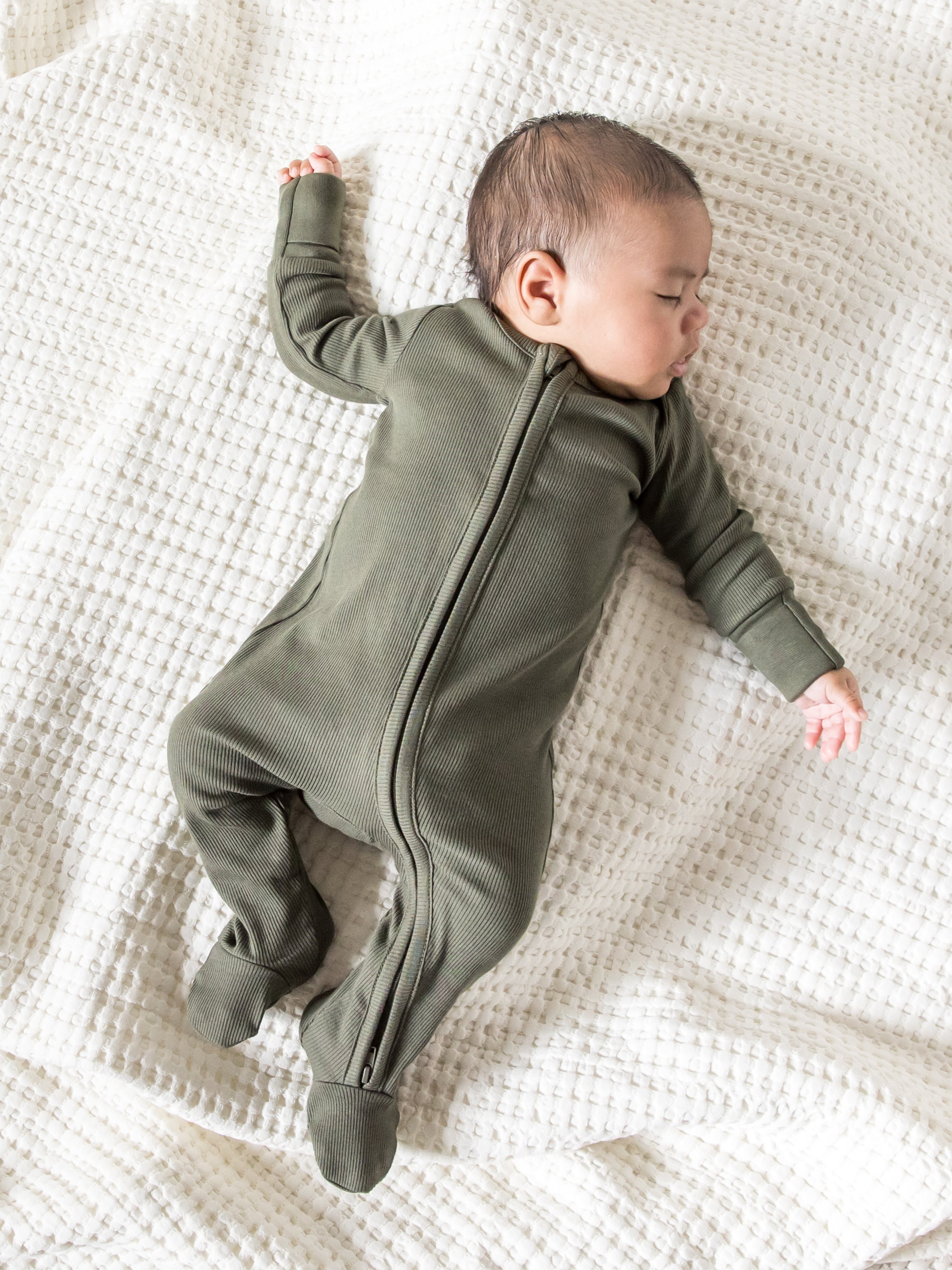 Organic Cotton Baby Ribbed Long Sleeve Zipper Sleeper