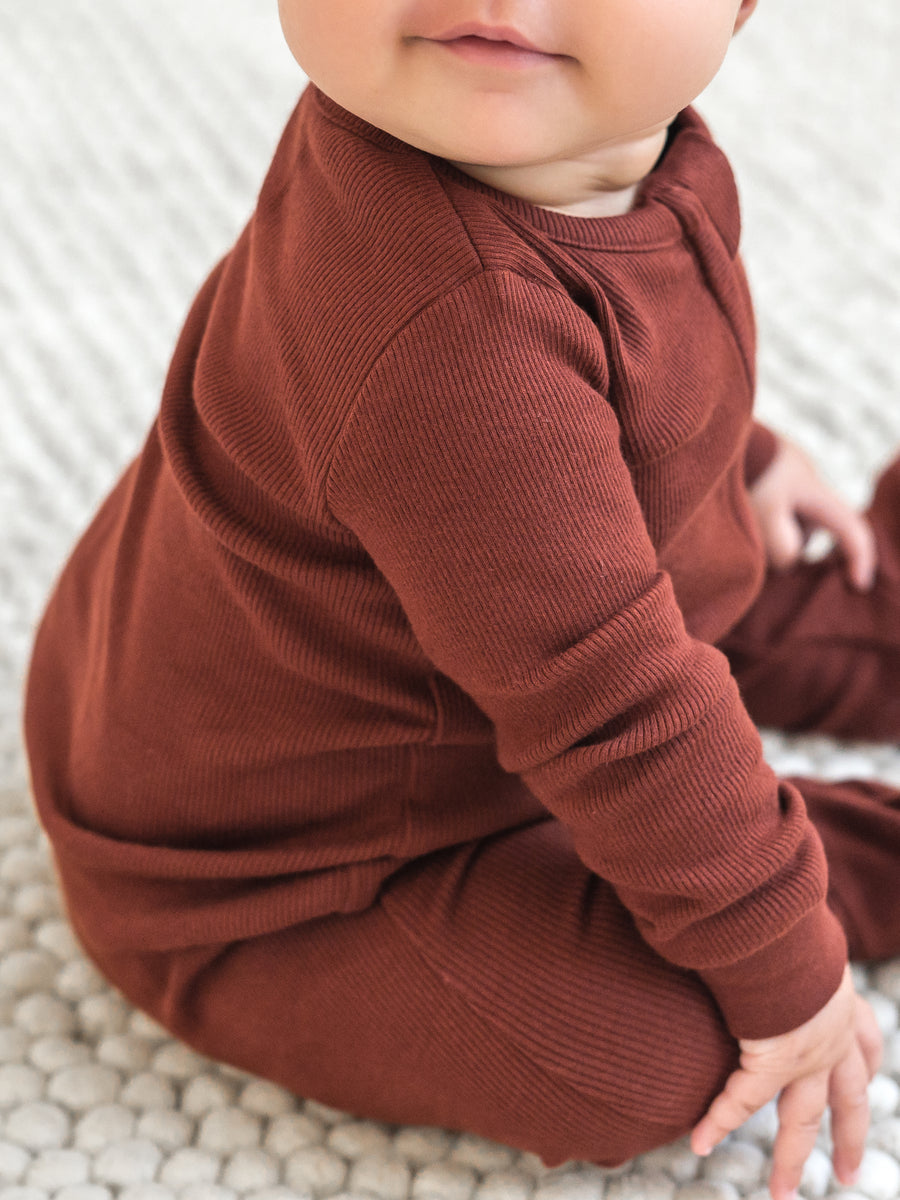 Kit Ribbed Zipper Sleeper Baby : One Pieces : Sleepers : Long Sleeves Kendi Organic Cotton Baby Kit Ribbed Zipper Sleeper