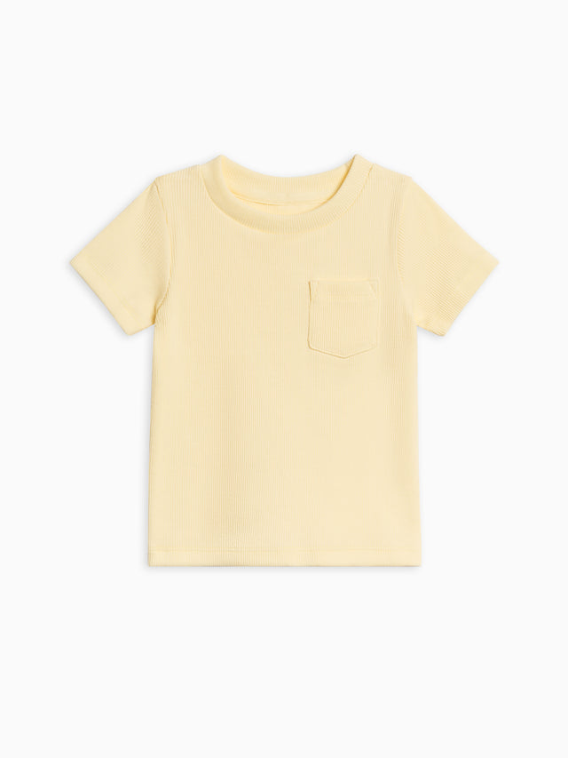 Lou Ribbed Short Sleeve Pocket Tee Baby-Kids : Tops : Shirts : Short Sleeves Kendi Organic Cotton Baby and Kids Lou Ribbed Short Sleeve Pocket Tee