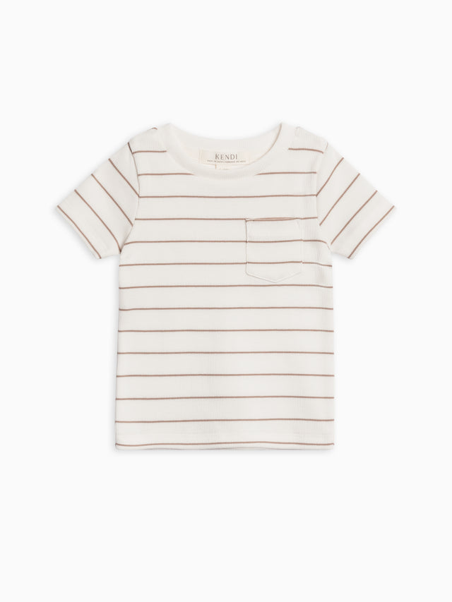 Lou Ribbed Short Sleeve Pocket Tee Baby-Kids : Tops : Shirts : Short Sleeves Kendi Organic Cotton Baby and Kids Lou Ribbed Short Sleeve Pocket Tee