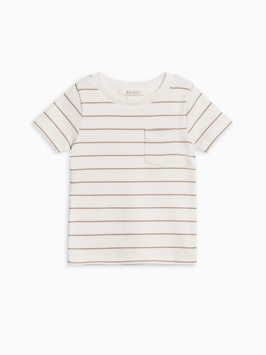 Lou Ribbed Short Sleeve Pocket Tee Baby-Kids : Tops : Shirts : Short Sleeves Kendi Organic Cotton Baby and Kids Lou Ribbed Short Sleeve Pocket Tee