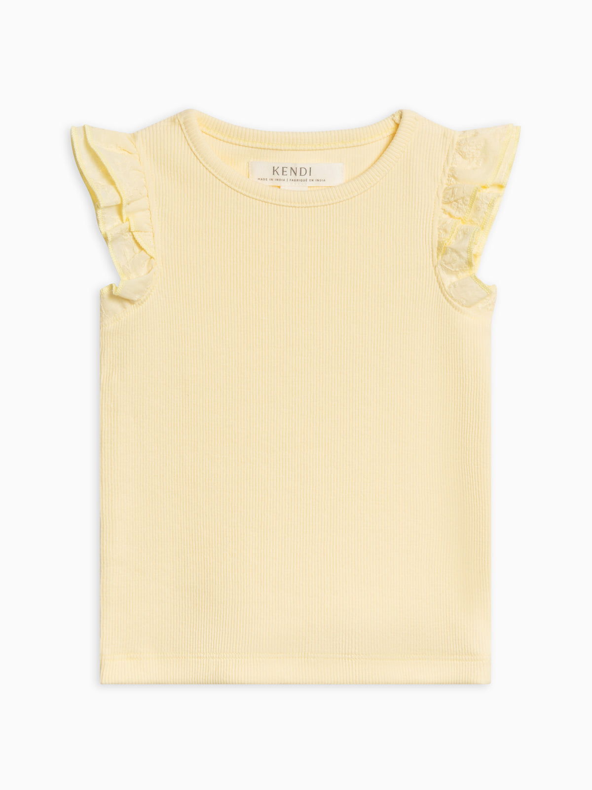 Daphne Ribbed Tank with Eyelet Ruffle Sale : Baby-Kids : Tops : Shirts : Short Sleeves Kendi Daphne Ribbed Tank with Eyelet Ruffle | Colored Organics®
