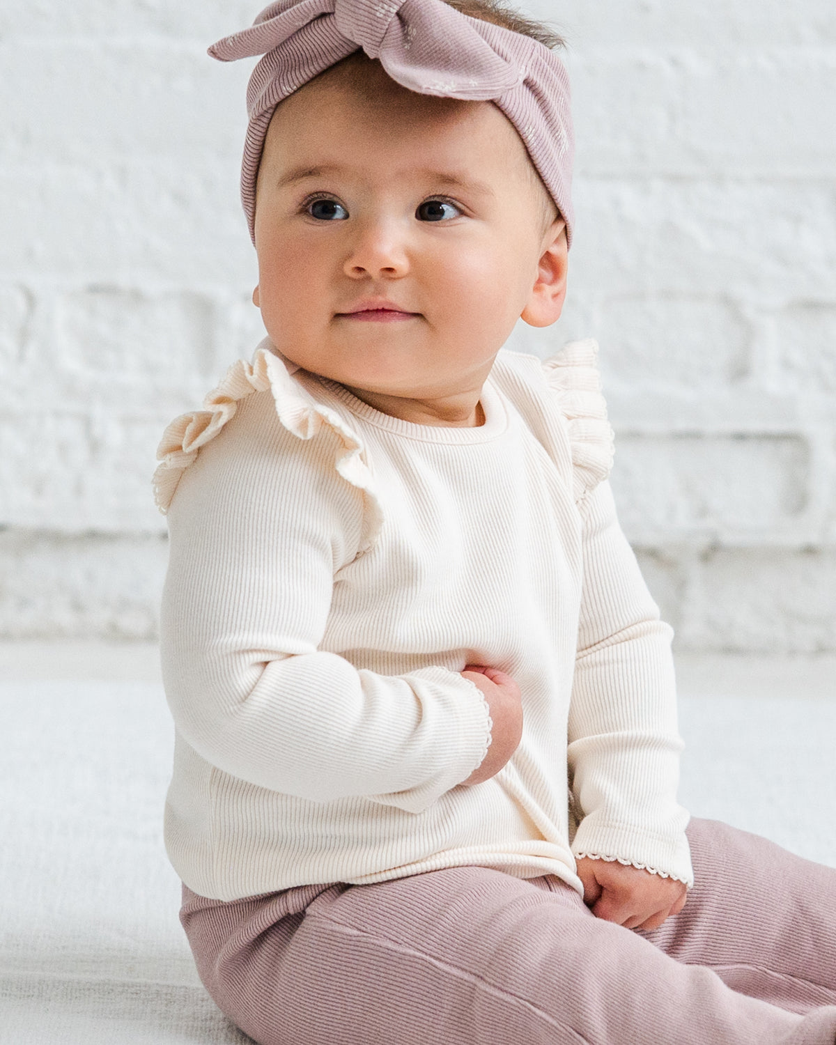 Rina Ribbed Ruffle Long Sleeve Top Sale : Baby-Kids : Tops : Tees : Long Sleeves Kendi Baby Rina Ribbed Ruffle Long Sleeve Top | Colored Organics®