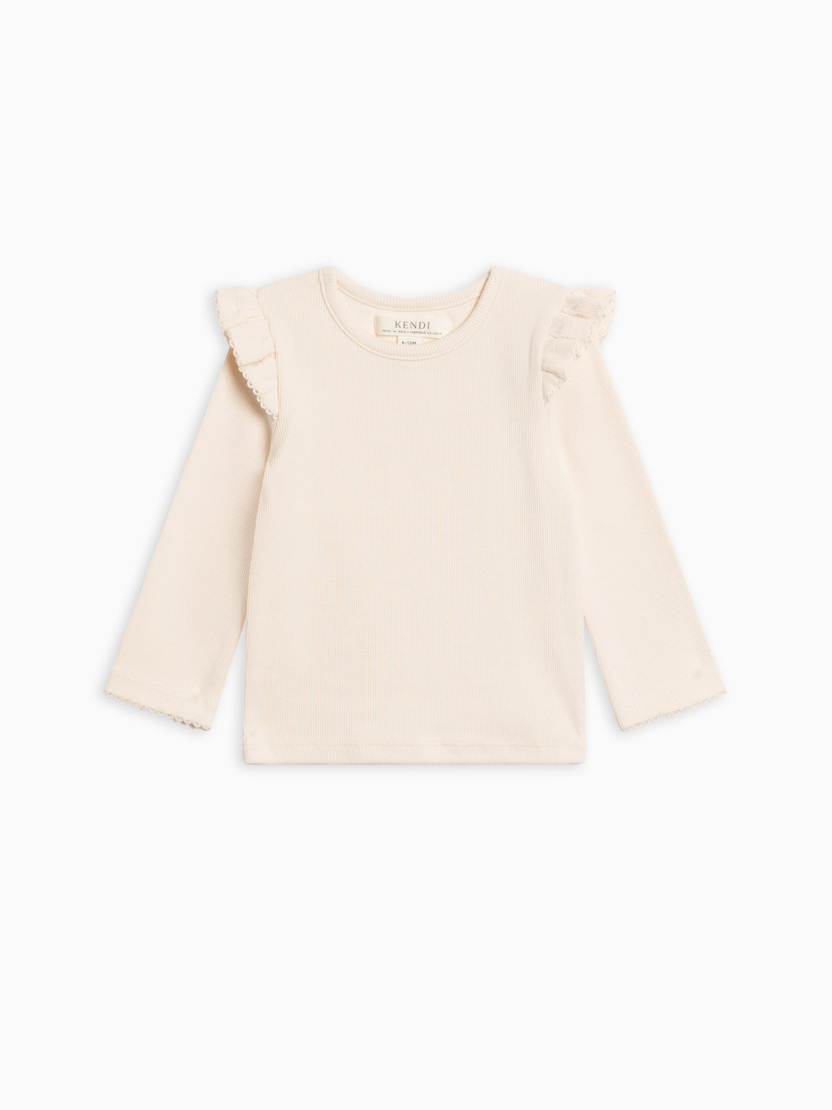 Rina Ribbed Ruffle Long Sleeve Top Sale : Baby-Kids : Tops : Tees : Long Sleeves Kendi Baby Rina Ribbed Ruffle Long Sleeve Top | Colored Organics®