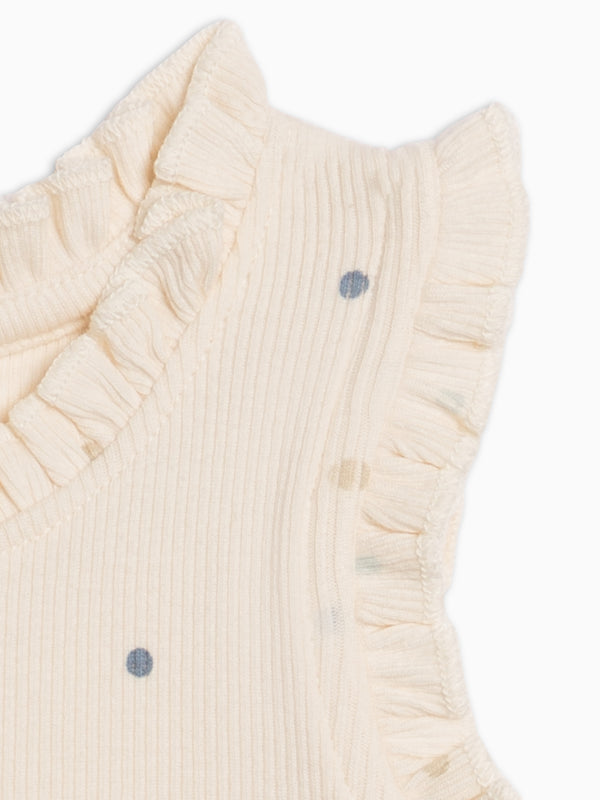 Cindy Ribbed Ruffle Tank - Mini Dot / Sea + Dune