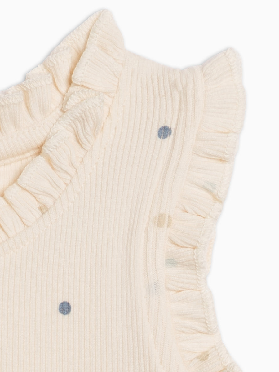 Cindy Ribbed Ruffle Tank - Mini Dot / Sea + Dune