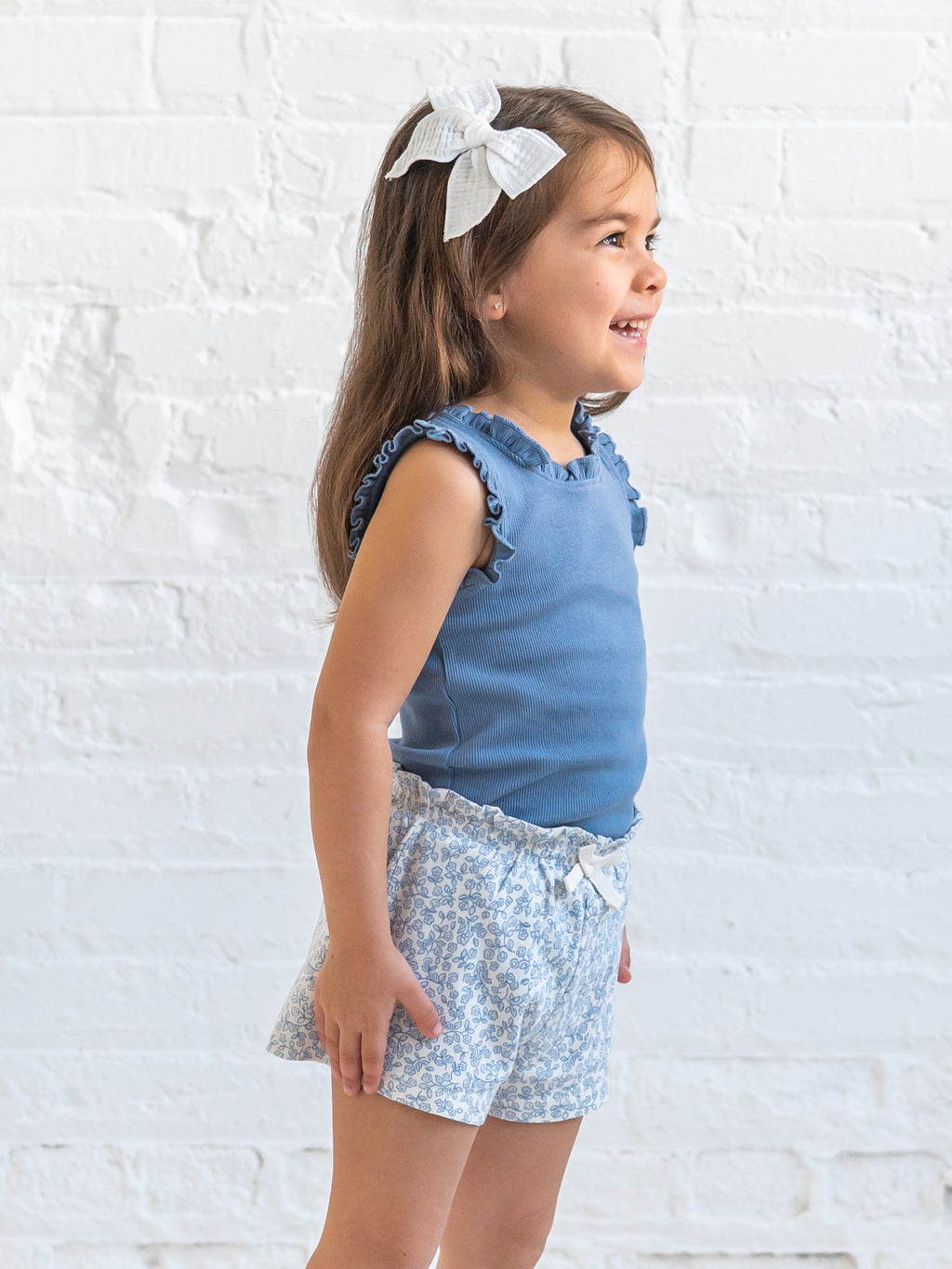 Cindy Ribbed Ruffle Tank - Sea Baby-Kids : Tops : Shirts : Tanks KENDI by Colored Organics Cindy Ribbed Ruffle Tank - Sea for Baby | Colored Organics®