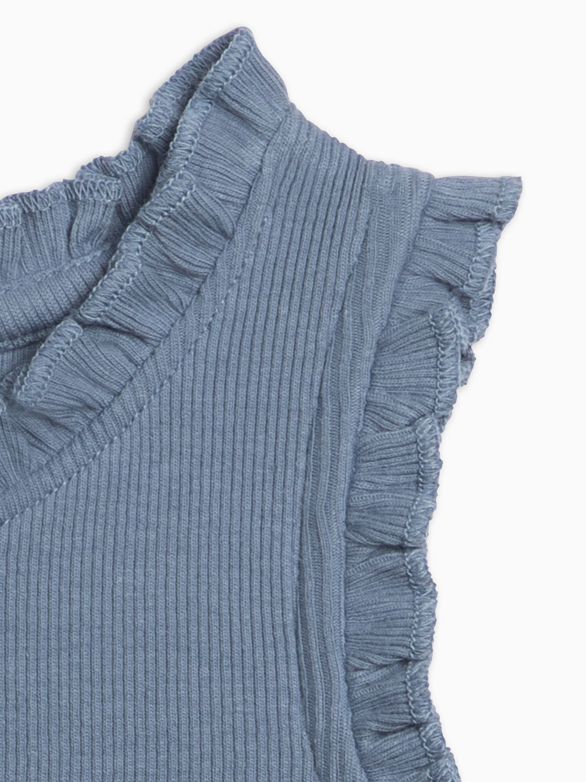Cindy Ribbed Ruffle Tank - Sea Baby-Kids : Tops : Shirts : Tanks KENDI by Colored Organics Cindy Ribbed Ruffle Tank - Sea for Baby | Colored Organics®