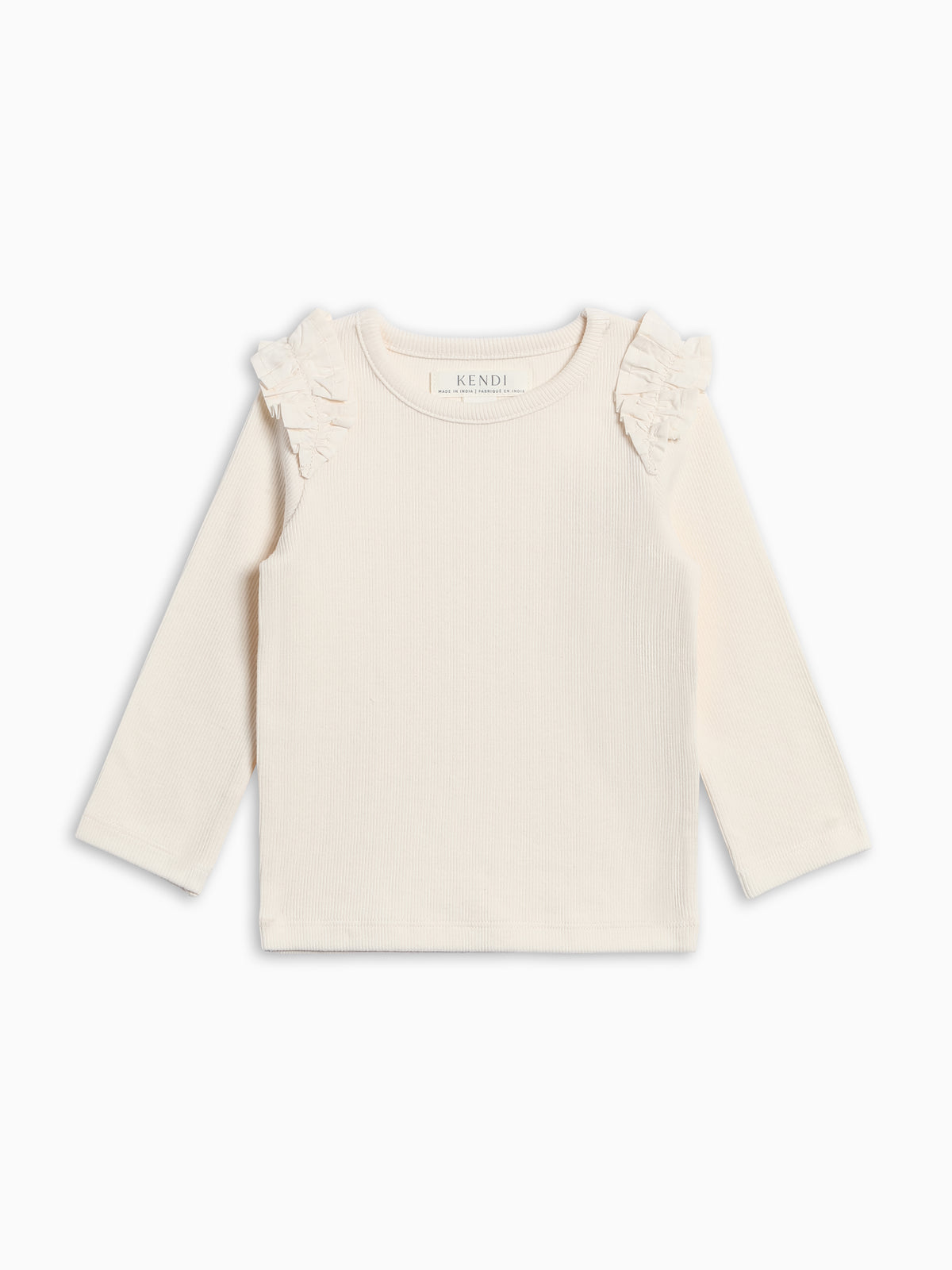 Blaire Ribbed Ruffle Long Sleeve Top - Fireside