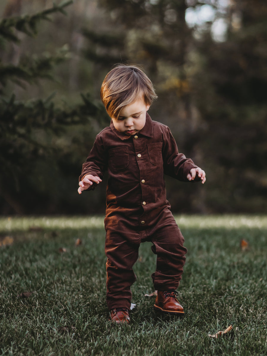 Flynn Corduroy Collared Romper Baby-Kids : One Pieces : Rompers : Long Sleeves Colored Organics Organic Cotton Baby and Kids Corduroy Collared Romper