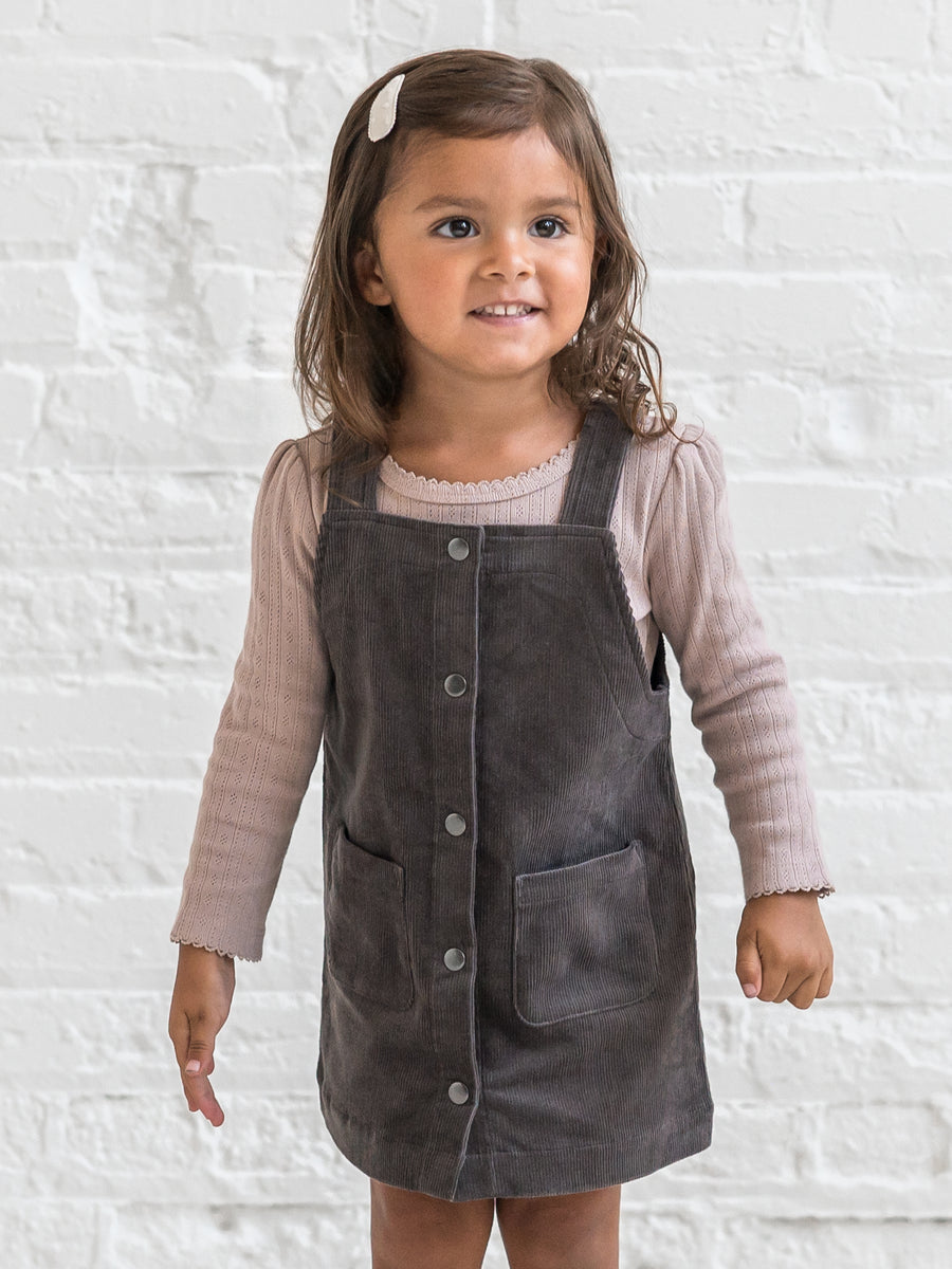 Clemmie Corduroy Jumper Dress Baby-Kids : Dresses : Tanks Kendi Organic Cotton Baby and Kids Clemmie Corduroy Jumper
