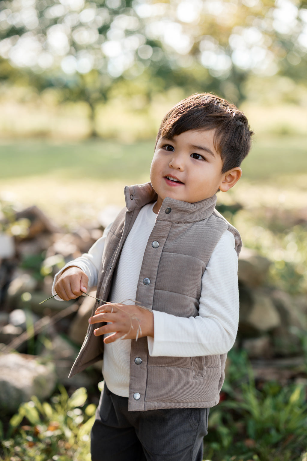 Idris Corduroy Snap Vest - Taupe Baby-Kids : Tops : Tanks KENDI by Colored Organics Organic Cotton Baby and Kids Idris | Colored Organics®