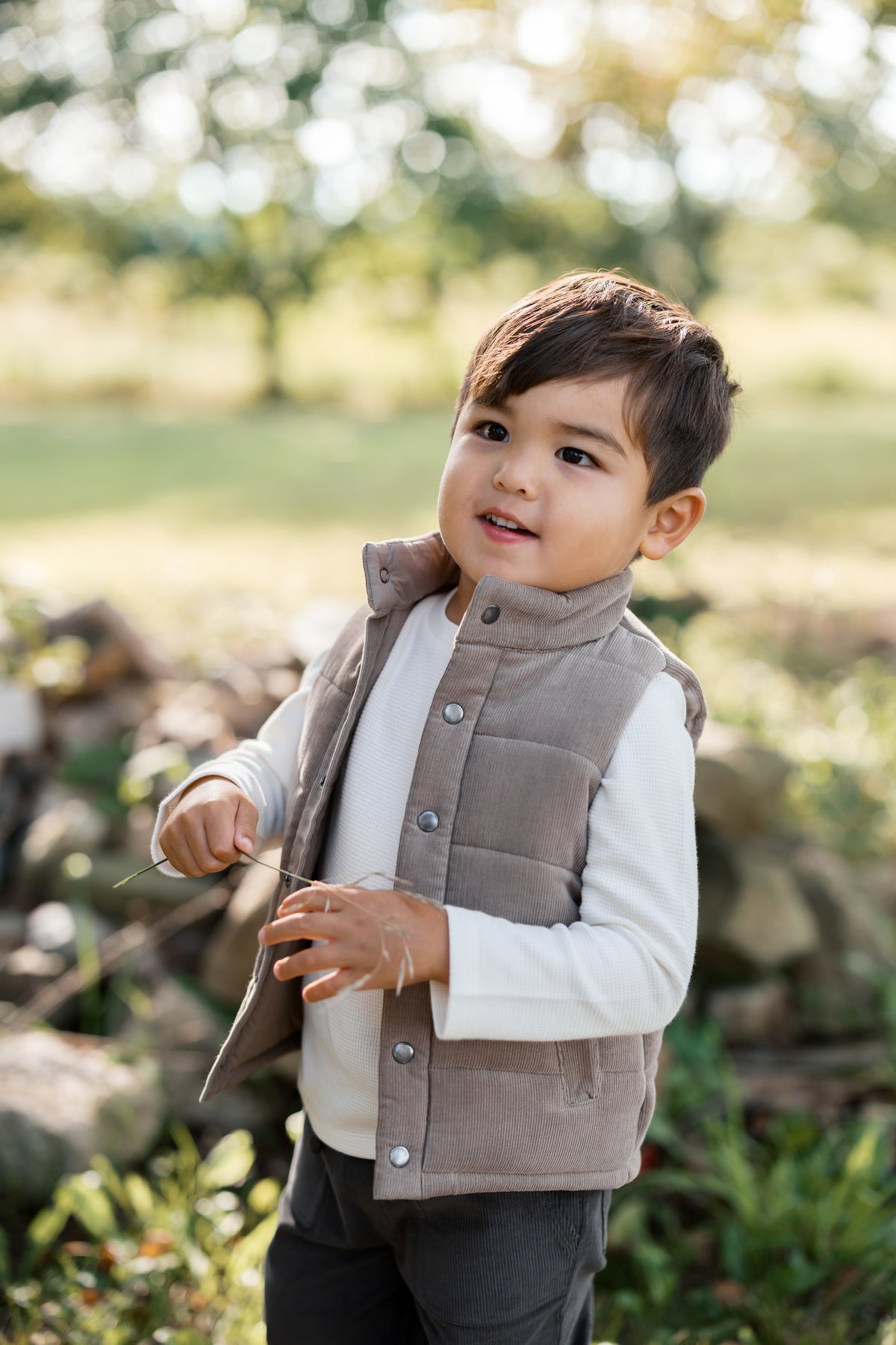 Idris Corduroy Snap Vest - Taupe Baby-Kids : Tops : Tanks KENDI by Colored Organics Organic Cotton Baby and Kids Idris | Colored Organics®