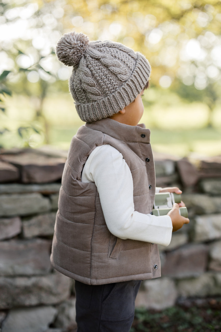 Idris Corduroy Snap Vest - Taupe