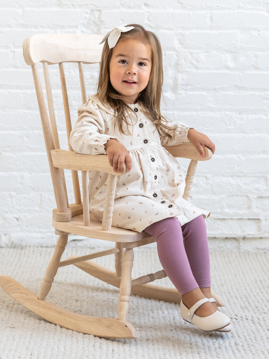 Ginny Fine Corduroy Peter Pan Collar Dress - Tilda Floral Ivory