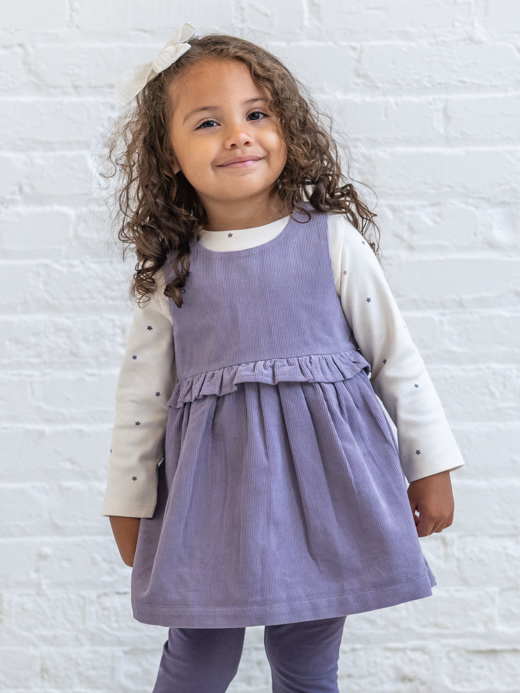 PRE ORDER Lois Fine Corduroy Ruffle Jumper - Lavender Baby-Kids : Dresses : Tanks KENDI by Colored Organics Organic Cotton Baby and Kids Lois | Colored Organics®