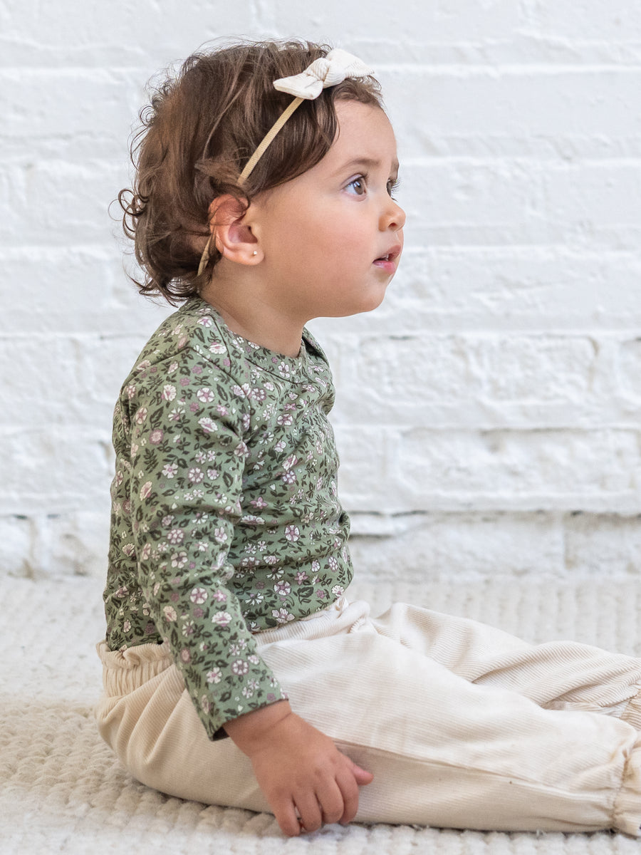 Lexi Fine Corduroy Ruffle Pant - Cream