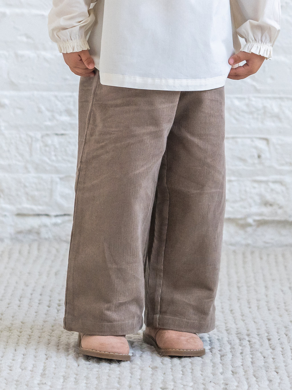 Nadine Fine Corduroy Wide Leg Toddler Pant - Taupe Kids : Bottoms : Pants KENDI by Colored Organics Organic Cotton Kids Nadine Corduroy | Colored Organics®
