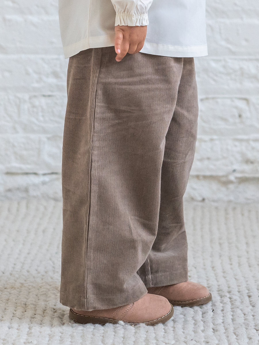 Nadine Fine Corduroy Wide Leg Toddler Pant - Taupe