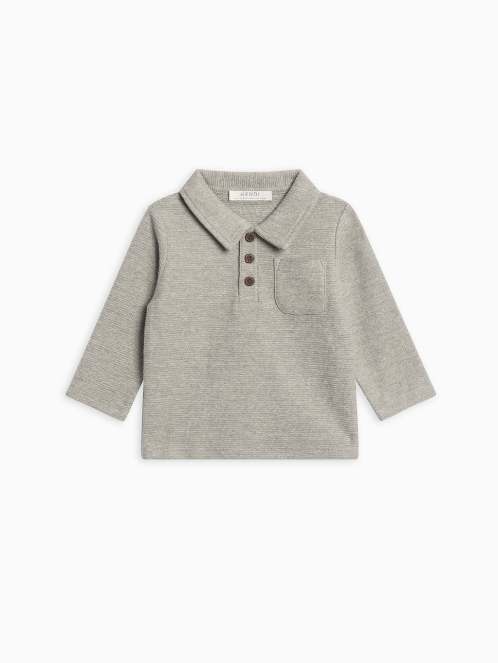 Obie Ottoman Rib Polo Baby-Kids : Tops : Tees : Long Sleeves KENDI by Colored Organics Obie Ottoman Rib Polo for Baby | Colored Organics®