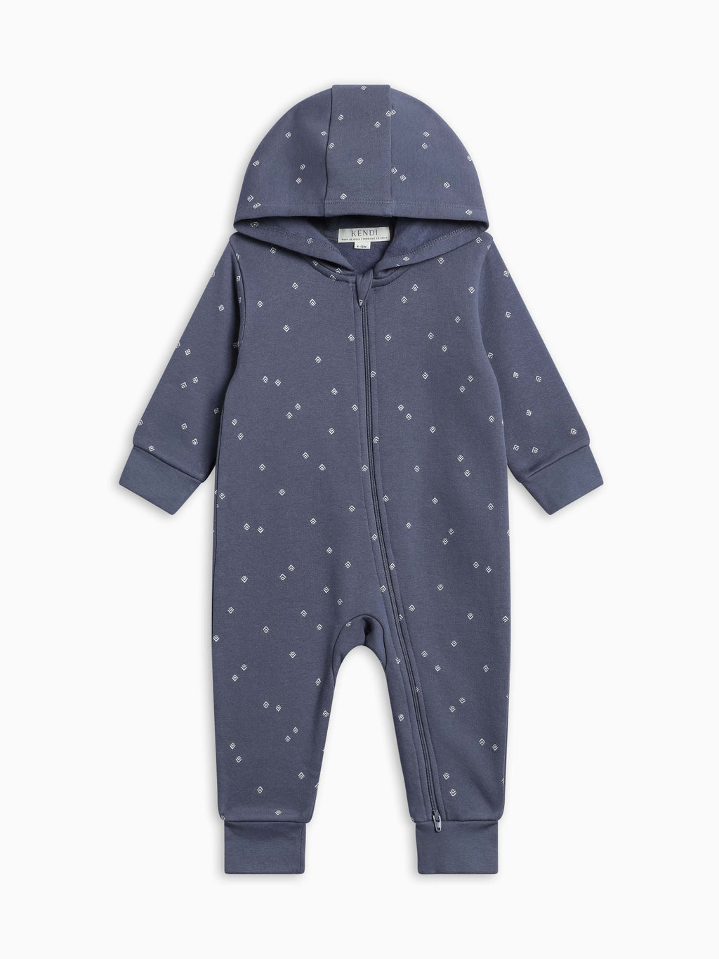 Greer Fleece Hooded Zipper Romper - Peak Steel Baby : One Pieces : Rompers : Long Sleeves KENDI by Colored Organics Baby Greer Fleece Hooded Zipper Romper | Colored Organics®