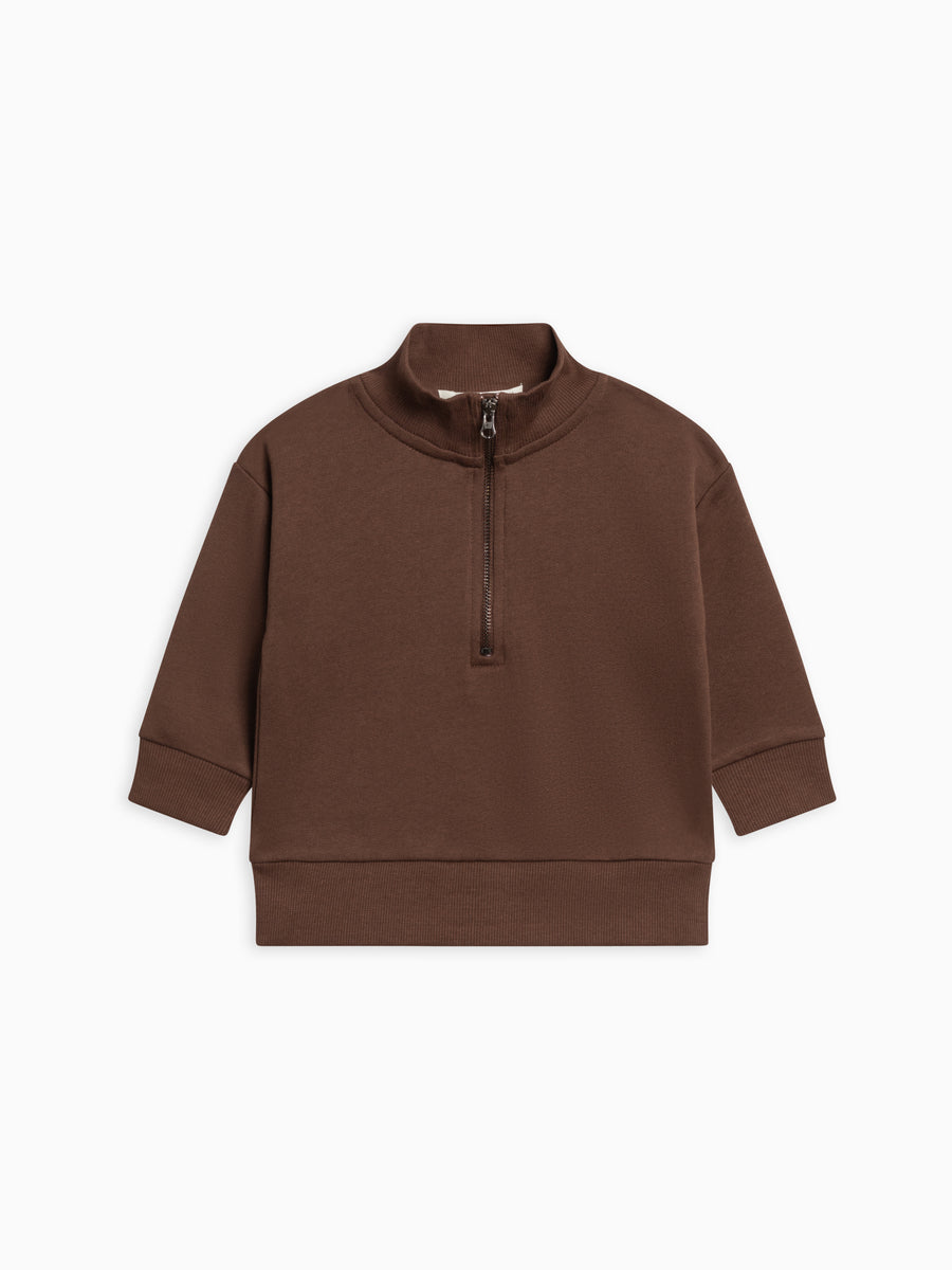 Mack Fleece Dropped Shoulder Half Zip Pullover Sweatshirt Sale :Baby-Kids :Tops :Pullovers :Long Sleeves Kendi Organic Cotton Baby and Kids Mack Fleece Dropped Shoulder Half Zip Pullover Sweatshirt