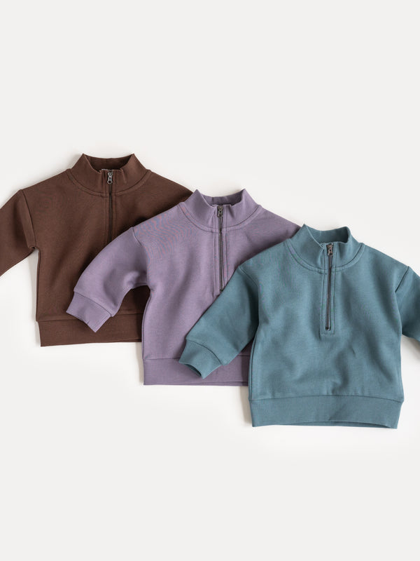 Mack Fleece Dropped Shoulder Half Zip Pullover Sweatshirt Sale : Baby-Kids : Tops : Pullovers : Long Sleeves Kendi Organic Cotton Baby and Kids Mack Fleece Dropped Shoulder Half Zip Pullover Sweatshirt