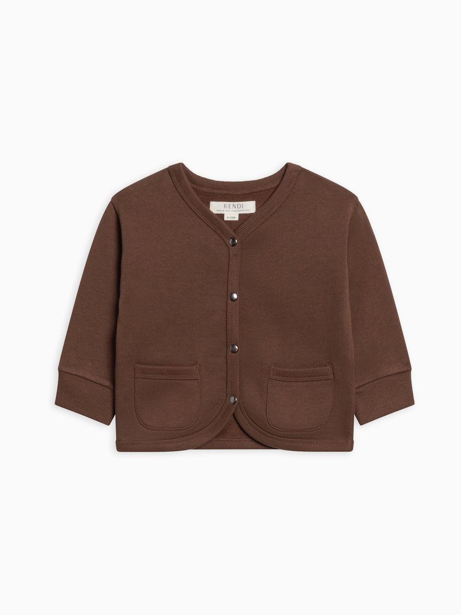 Blair Fleece Snap Front Cardigan Sale :Baby-Kids :Tops :Cardigans :Long Sleeves Kendi Organic Cotton Baby and Kids Blair Fleece Snap Front Cardigan