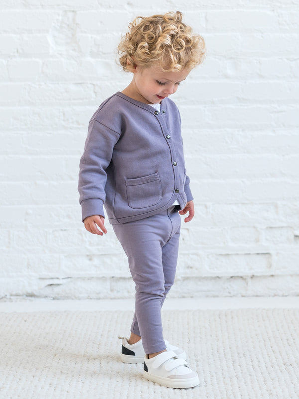 Blair Fleece Snap Front Cardigan Sale : Baby-Kids : Tops : Cardigans : Long Sleeves Kendi Organic Cotton Baby and Kids Blair Fleece Snap Front Cardigan