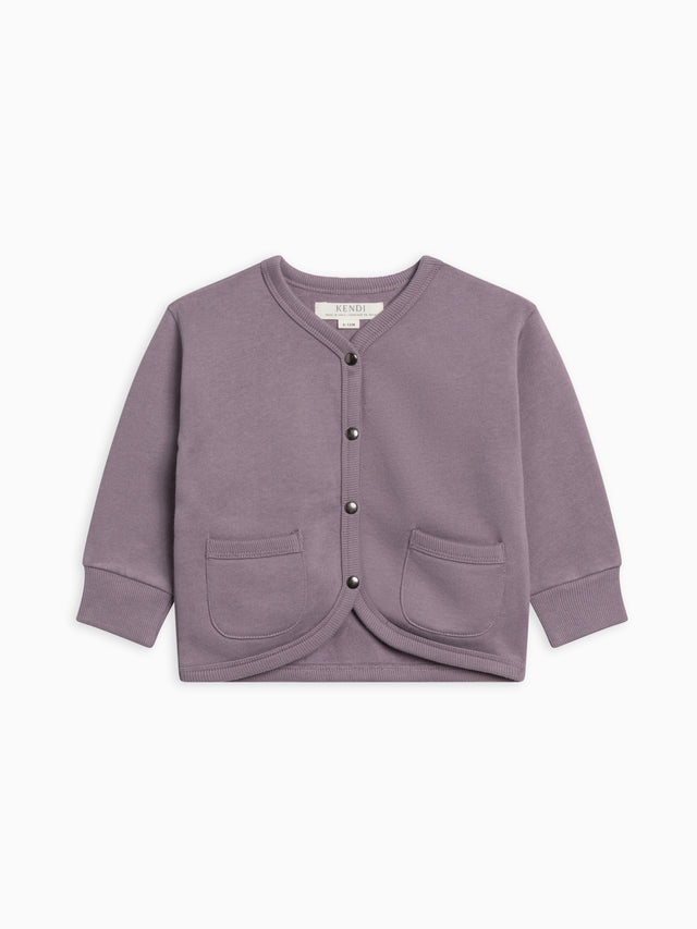 Blair Fleece Snap Front Cardigan Baby-Kids : Tops : Cardigans : Long Sleeves Kendi Organic Cotton Baby and Kids Blair Fleece Snap Front Cardigan