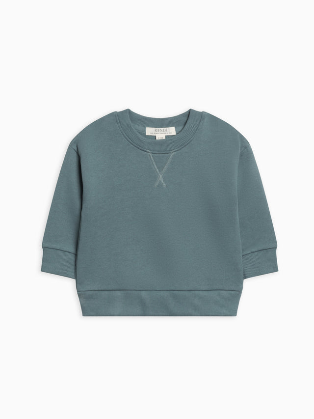 Georgie Fleece Relaxed Dropped Shoulder Pullover Sweatshirt Baby-Kids : Tops : Pullovers : Long Sleeves Kendi Organic Cotton Baby and Kids Fleece Long Sleeve Crew Sweatshirt