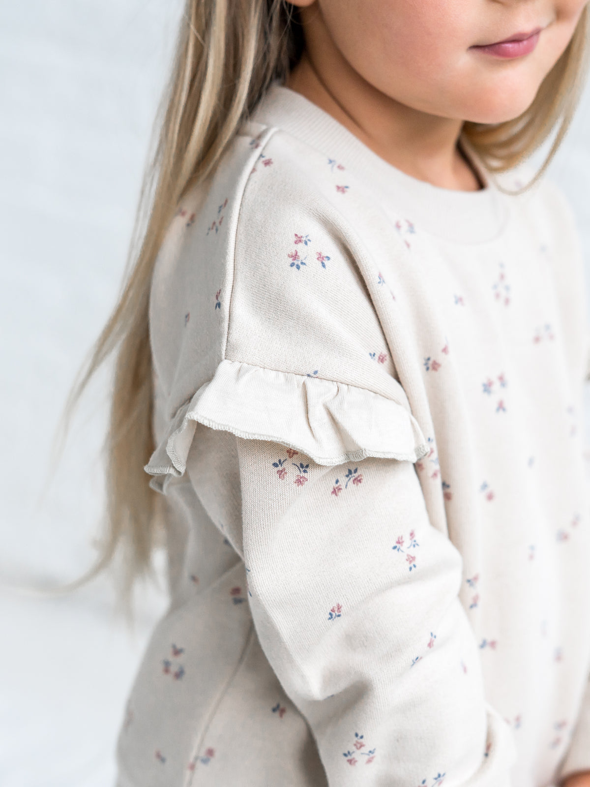 Abbey Fleece Ruffle Sleeve Pullover Sweatshirt Sale : Baby-Kids : Tops : Pullovers : Long Sleeves Kendi Abbey Fleece Ruffle Sleeve Pullover | Colored Organics®