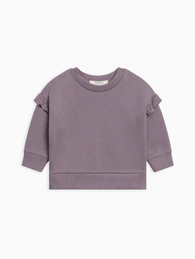 Abbey Fleece Ruffle Sleeve Pullover Sweatshirt