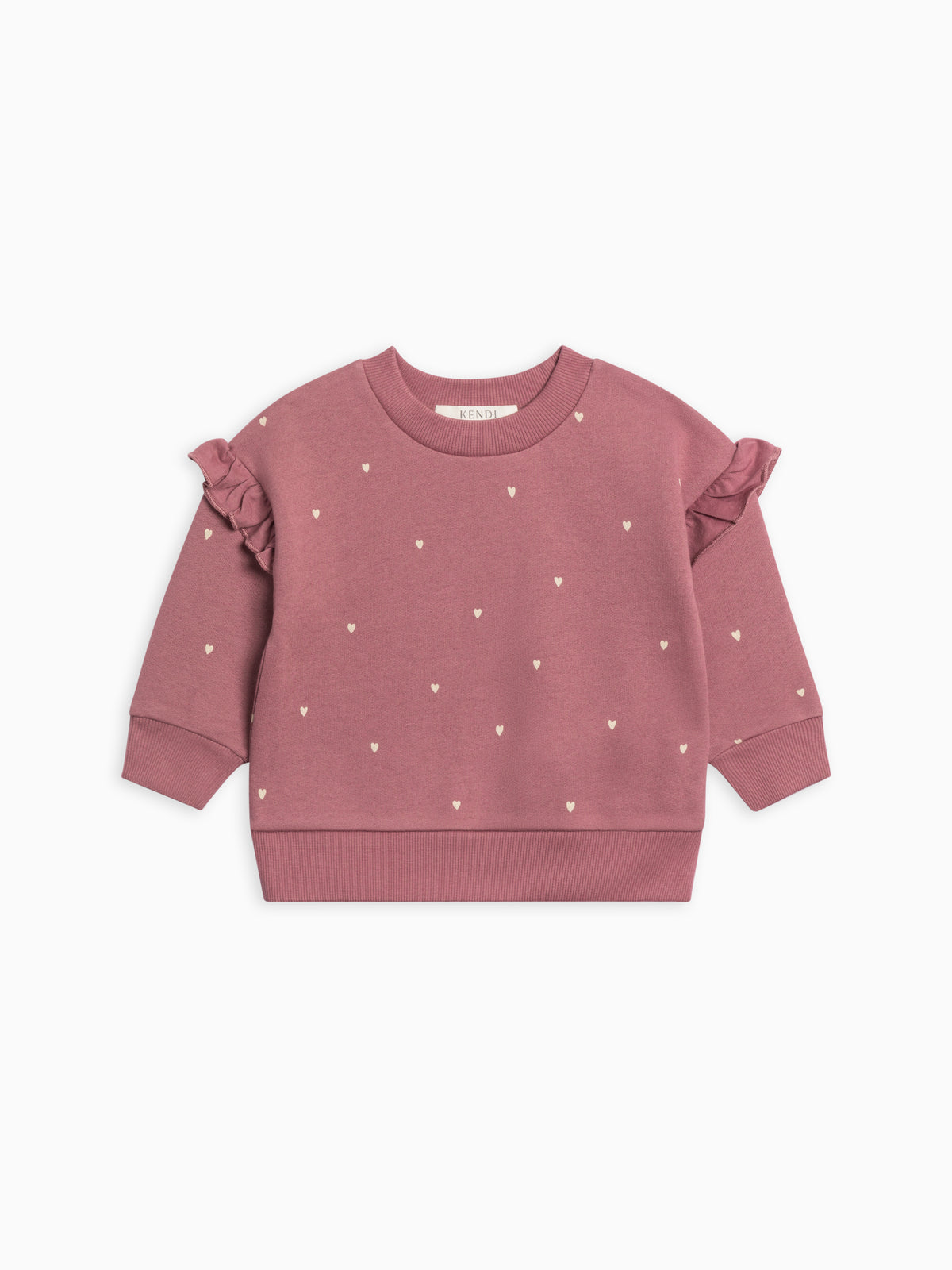Abbey Fleece Ruffle Sleeve Pullover Sweatshirt Sale : Baby-Kids : Tops : Pullovers : Long Sleeves Kendi Abbey Fleece Ruffle Sleeve Pullover | Colored Organics®