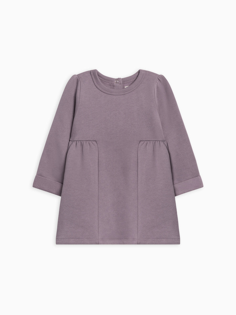 Fran Fleece Cuff Sleeve Dress Sale :Baby-Kids :Dresses :Long Sleeves Kendi Organic Cotton Baby and Kids Fran Fleece Cuff Sleeve Dress